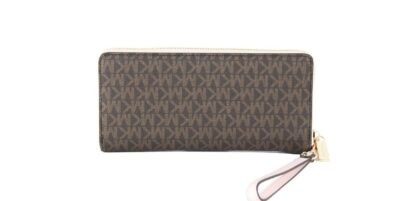 Michael Kors - Jet Set Travel Large Brown Signature Pink Continental Wrist Wallet