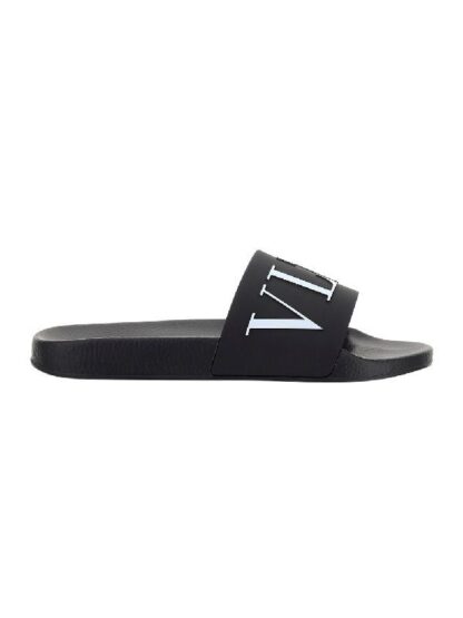 Valentino - Black Rubber Garavani Slides Sandals