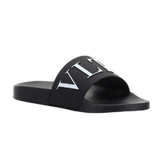 Valentino - Black Rubber Garavani Slides Sandals