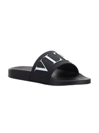 Valentino - Black Rubber Garavani Slides Sandals