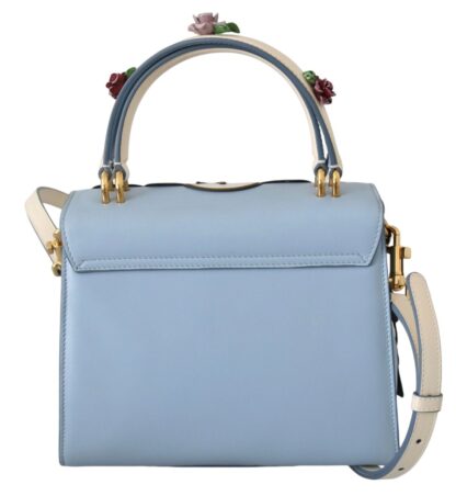 Dolce & Gabbana - Dolce & Gabbana Blue Leather OOPS Roses Crossbody WELCOME Women's Bag