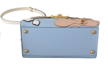 Dolce & Gabbana - Dolce & Gabbana Blue Leather OOPS Roses Crossbody WELCOME Women's Bag