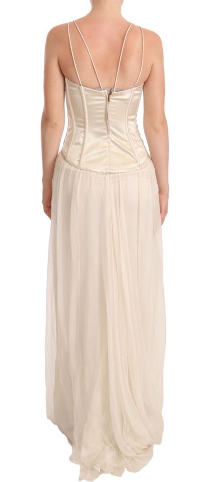 Dolce & Gabbana - Elegant Off White Silk Blend Long Gown