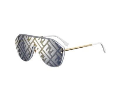 Fendi - Fendi Men's Blue Lens Classic Gold Silver Monogram Sunglasses