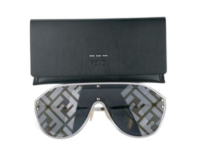 Fendi - Fendi Men's Blue Lens Classic Gold Silver Monogram Sunglasses