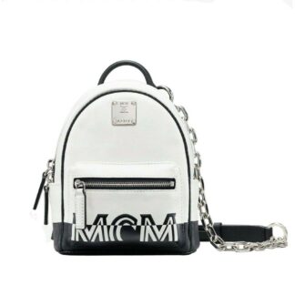 MCM - MCM Navy Leather Small Backpack with Camo Print