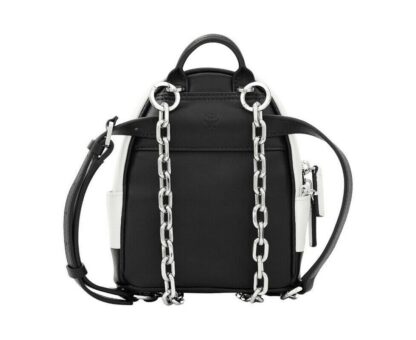 MCM - MCM Women's White Contrast Logo Leather Mini Crossbody Chain Bag