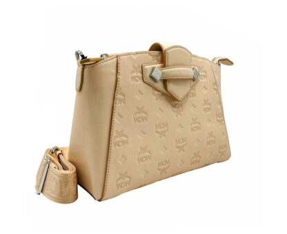 MCM - MCM Women's Beige Monogram Leather Essential Tote Crossbody Bag Beige/Peach