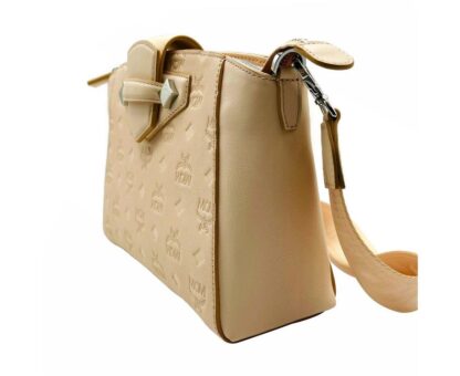 MCM - MCM Women's Beige Monogram Leather Essential Tote Crossbody Bag Beige/Peach