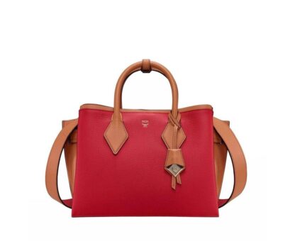 MCM - MCM Red Milano Ruby Leather Medium Tote Shoulder Bag