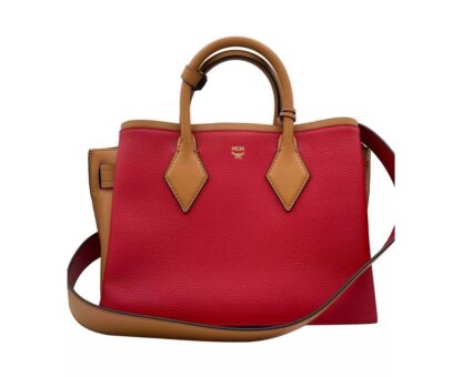 MCM - MCM Red Milano Ruby Leather Medium Tote Shoulder Bag