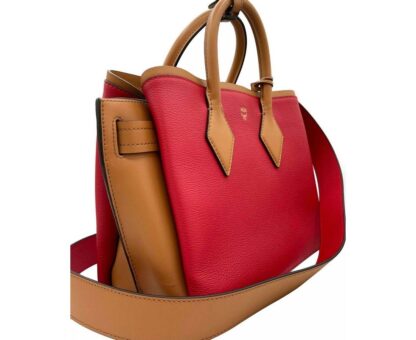 MCM - MCM Red Milano Ruby Leather Medium Tote Shoulder Bag