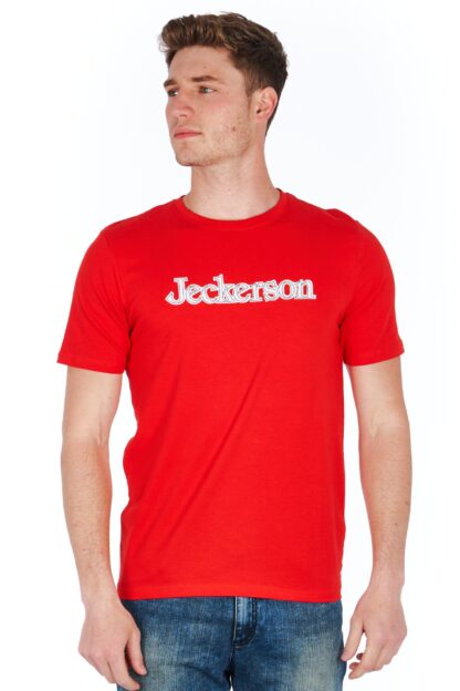 Jeckerson - Sleek Red Jersey Tee with Emblem Detail