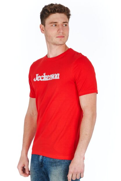 Jeckerson - Sleek Red Jersey Tee with Emblem Detail