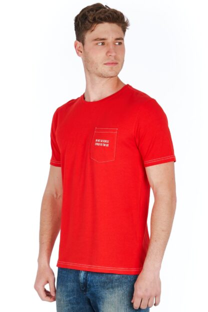 Jeckerson - Slim Fit Red Pocket Tee with Iconic Logo