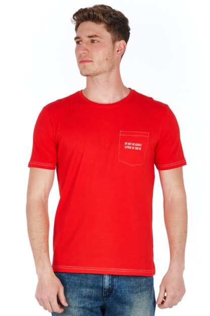 Jeckerson - Slim Fit Red Pocket Tee with Iconic Logo