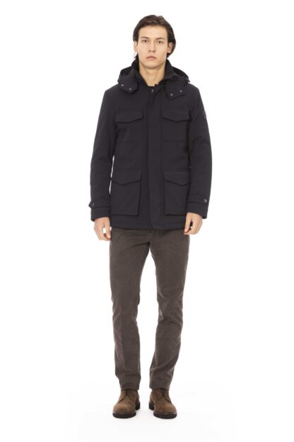 Baldinini Trend - Elegant Blue Four-Pocket Hooded Jacket