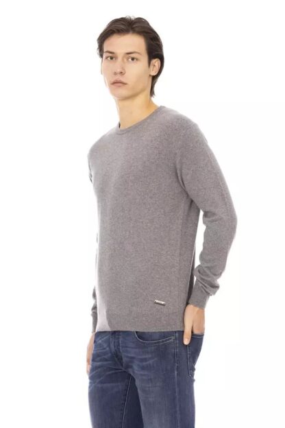 Baldinini Trend - Elegant Gray Monogram Crewneck Sweater