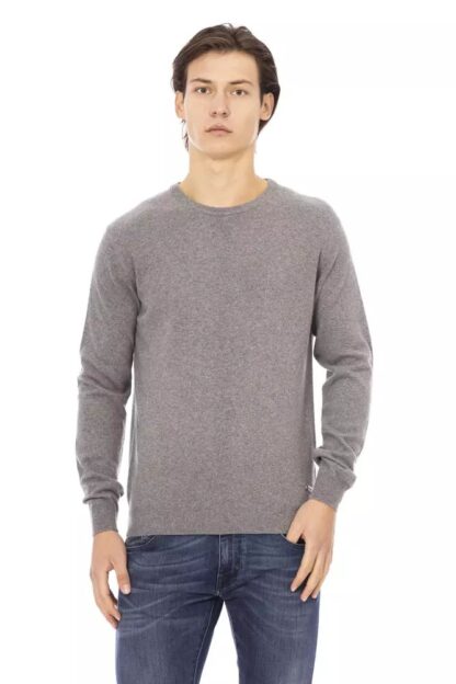 Baldinini Trend - Elegant Gray Monogram Crewneck Sweater