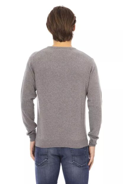 Baldinini Trend - Elegant Gray Monogram Crewneck Sweater