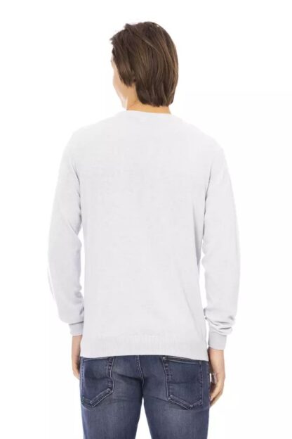 Baldinini Trend - Chic Light-Blue Crewneck Monogram Sweater