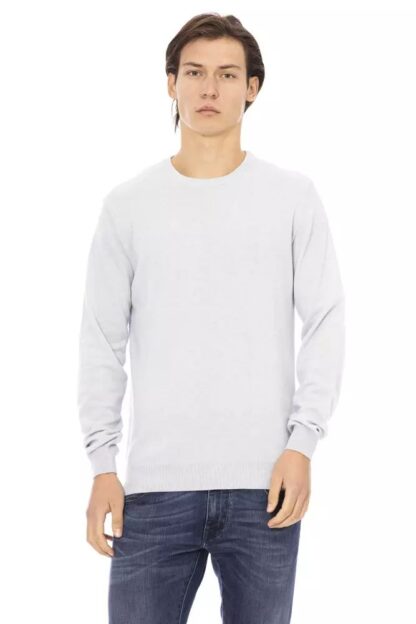 Baldinini Trend - Chic Light-Blue Crewneck Monogram Sweater