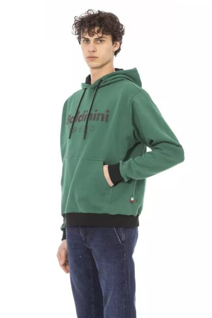 Baldinini Trend - Elegant Green Fleece Hoodie with Front Logo