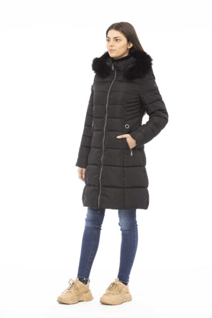 Baldinini Trend - Elegant Hooded Down Jacket with Faux Fur