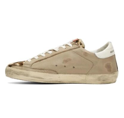 Golden Goose - Tan Leopard Distressed Superstar Sneakers