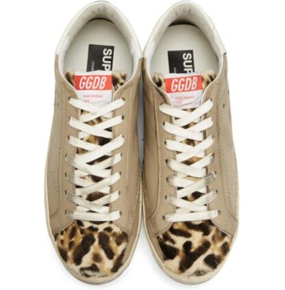 Golden Goose - Tan Leopard Distressed Superstar Sneakers