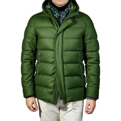 Herno - Elegant Green Water-Repellent Down Jacket with Hood