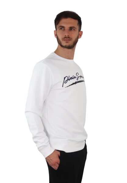 Plein Sport - Embossed Logo Crewneck Sweatshirt in White