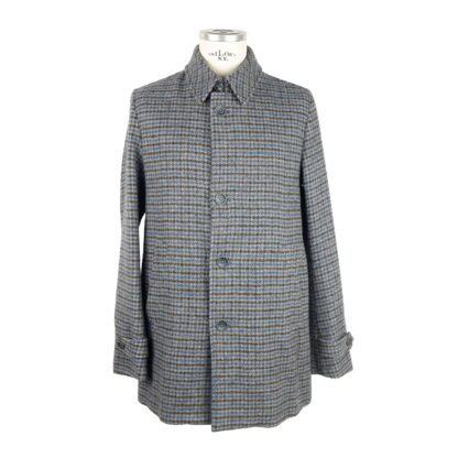 Herno - Elegant Pied de Poule Wool Coat with Button Closure