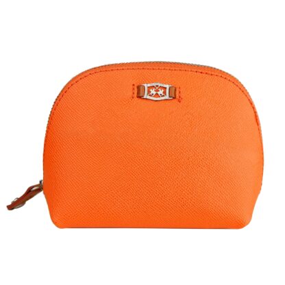 La Martina - Chic Orange Leather Cosmetic Bag with Logo