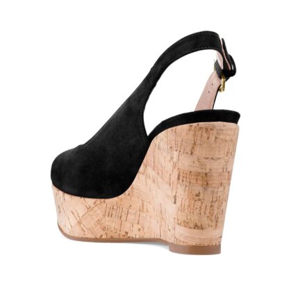 Stuart Weitzman - Chic Suede Cork Wedge Sandals