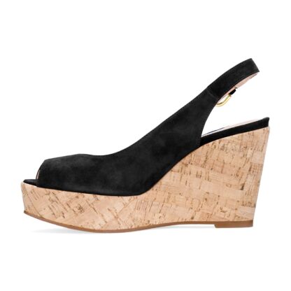 Stuart Weitzman - Chic Suede Cork Wedge Sandals