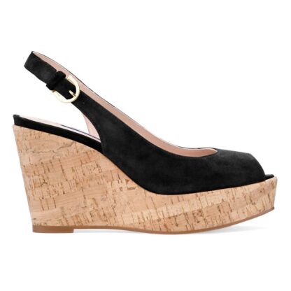 Stuart Weitzman - Chic Suede Cork Wedge Sandals