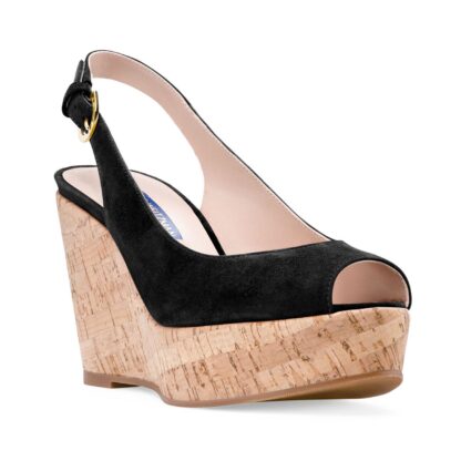 Stuart Weitzman - Chic Suede Cork Wedge Sandals