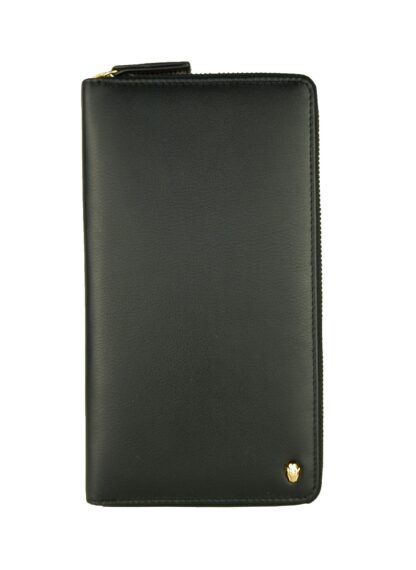 Cavalli Class - Elegant Black Leather Wallet with Red Interior