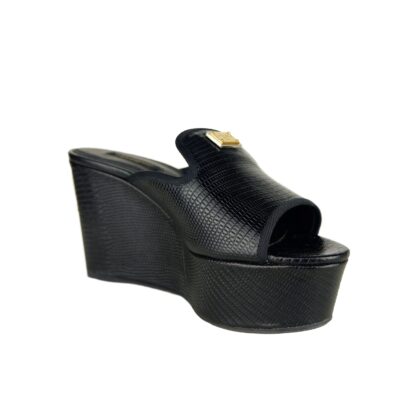 Dolce & Gabbana - Chic Calfskin Wedge Sandals in Timeless Black