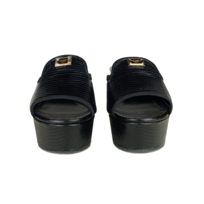 Dolce & Gabbana - Chic Calfskin Wedge Sandals in Timeless Black