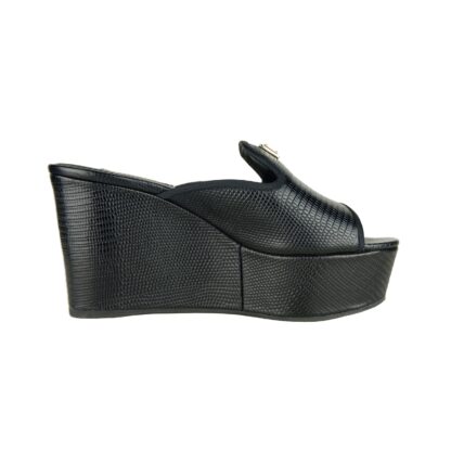 Dolce & Gabbana - Chic Calfskin Wedge Sandals in Timeless Black