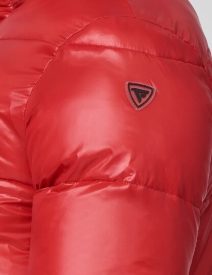 Fred Mello - Mens Red Hooded Down Jacket