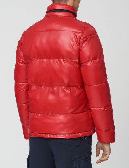 Fred Mello - Mens Red Hooded Down Jacket