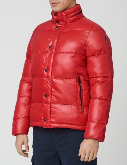 Fred Mello - Mens Red Hooded Down Jacket