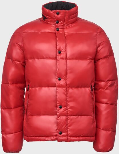 Fred Mello - Mens Red Hooded Down Jacket