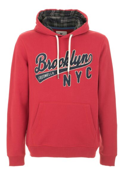 Fred Mello - Radiant Red Cotton Hoodie with Logo Accent