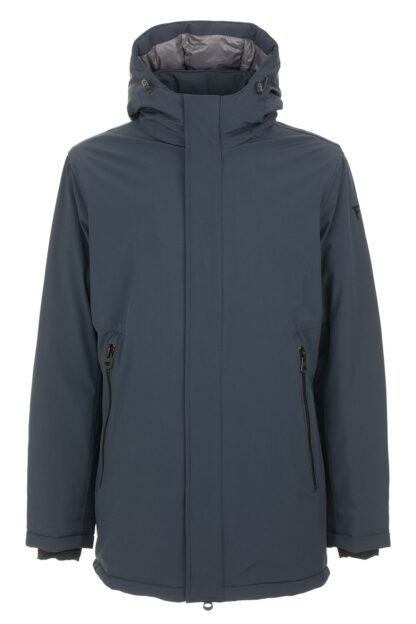 Fred Mello - Sleek Blue Hooded Parka with Chic Design