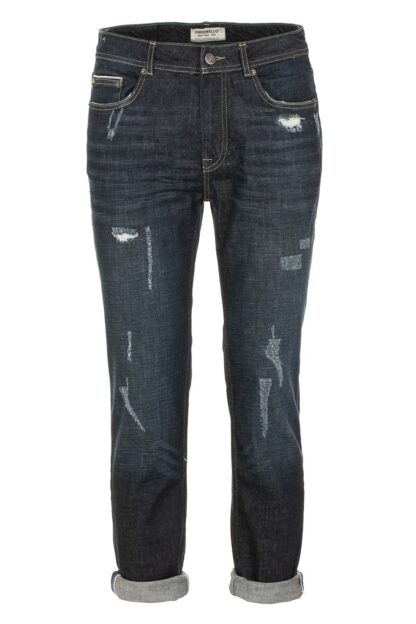 Fred Mello - Torn Dark Blue Fashion Jeans for Men