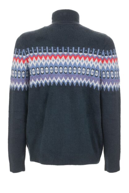 Fred Mello - Elegant Blue Turtleneck Patterned Sweater